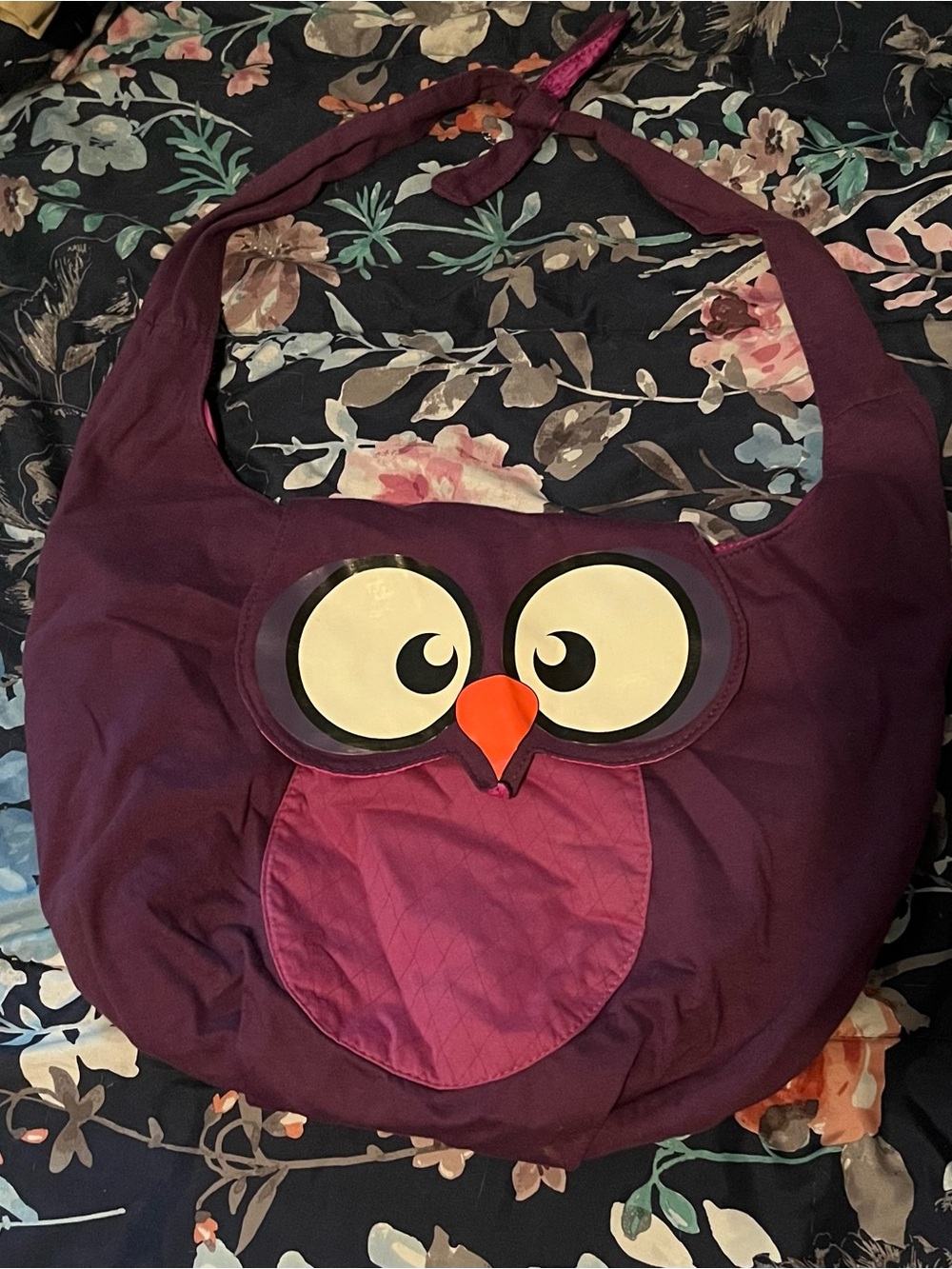 Plum Owl Appliqué Shoulder Bag - Women's Cute Everyday Tote
